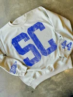 Custom Varsity Letter Crewneck | Personalized Distressed Game Day Sweatshirt with Number - Image 8