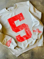 Custom Varsity Letter Crewneck | Personalized Distressed Game Day Sweatshirt with Number - Image 7
