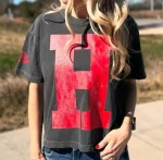 Custom Varsity Letter Crewneck | Personalized Distressed Game Day Sweatshirt with Number - Image 6