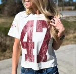 Custom Varsity Letter Crewneck | Personalized Distressed Game Day Sweatshirt with Number - Image 4