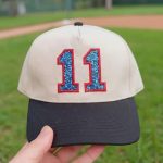 Custom Glitter Baseball Cap | Personalized Game Day Hat with Number or Letter - Image 4