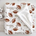 Personalized football blanket with custom baby name