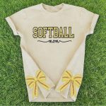 Glitter Football Mom Shirt with Bow Detail