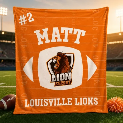 Custom Football Blanket with Team Name and Number