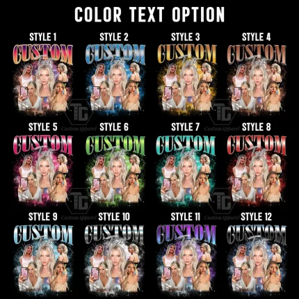 Personalized Custom Photo Shirt Text and Color Options